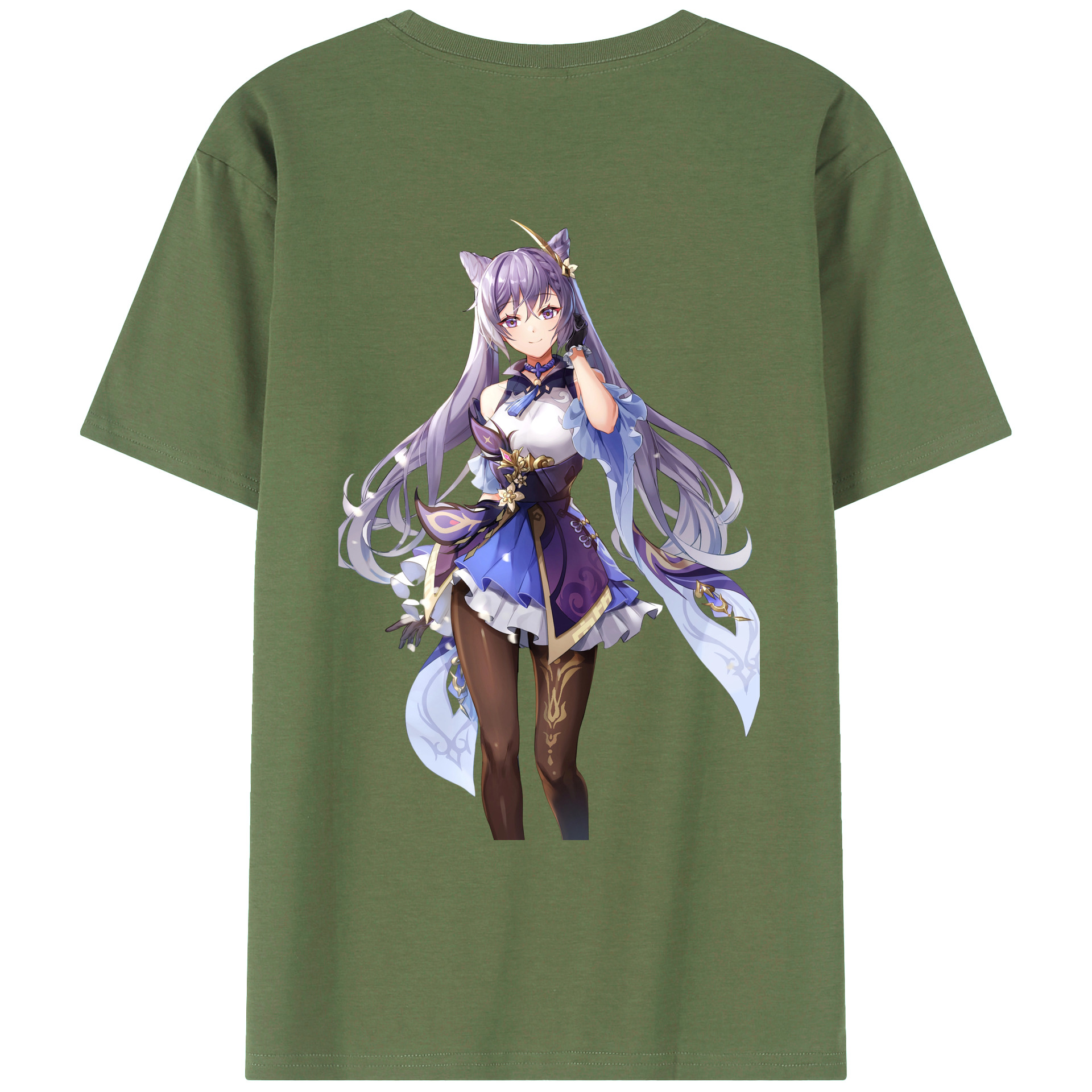 げんし神 刻晴 こくせい genshin Kokusei 綿100％ メンズ半袖Tシャツ（バックプリント） 通気性